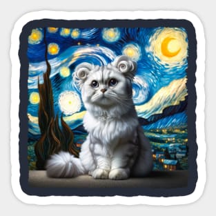 American Curl Starry Night Inspired - Artistic Cat Sticker